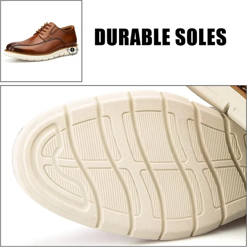 Vista 4 de JITAI Zapatos de vestir Oxford casuales para hombre, zapatos de moda de negocios con cordones para hombres
