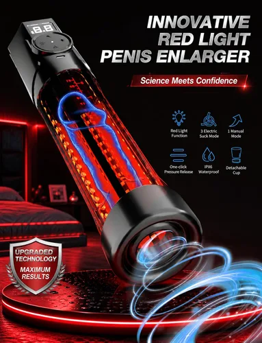 Vista 2 de Electric Red Light Vacuum Penis Pump Enlarge Training Upgraded 72 LEDs