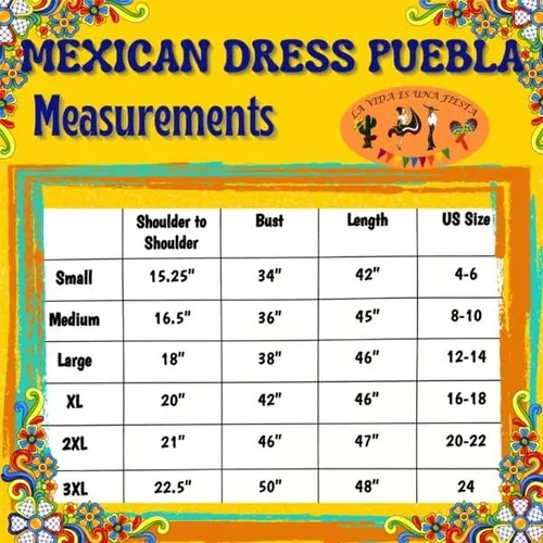 Vista 2 de Vestido mexicano Puebla bordado a mano