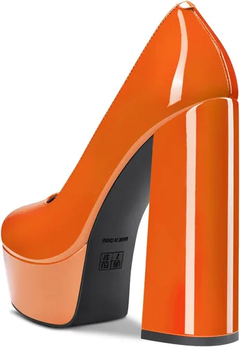 Vista 3 de TNYNFBEB Zapatos de tacón de plataforma alta para mujer, con puntera redonda, sin cordones, básicas, clásicas, de 5.5 pulgadas