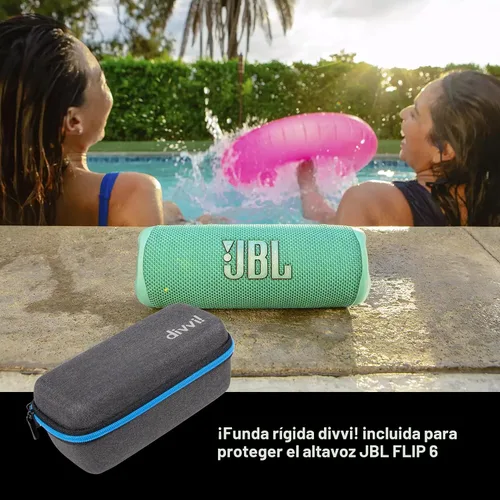 Vista 2 de JBL Flip 6 (negro) + paquete con divvi! Funda protectora rígida