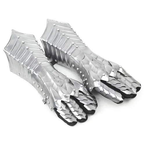 Vista 8 de Nagina International Nazgul Fantasy Steel Guanteletes Lord Ringwraiths - Guantes de armadura medievales con acabado plateado Réplica auténtica