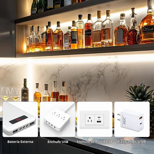Vista 5 de Tira de luces LED USB de 5 V, tira de luces CCT sintonizables de 6.56 pies con autoadhesivas, tiras regulables de 2800 K-6500 K para impresora 3D