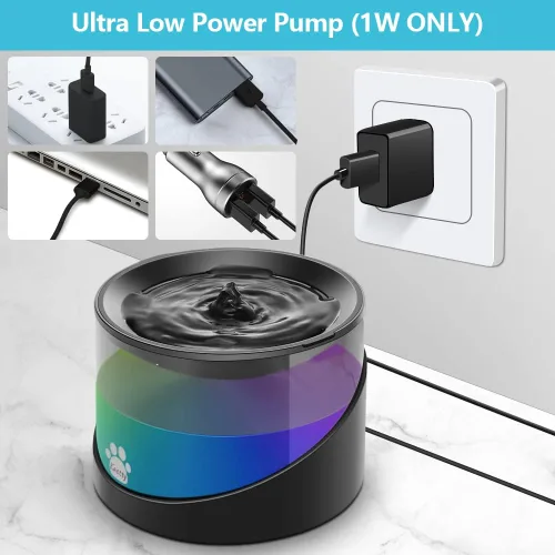 Vista 5 de Kastty Fuente de agua para gatos, fuente de agua para gatos en interiores, dispensador de agua para gatos de 2.2 L/74 onzas, súper silenciosa, bomba