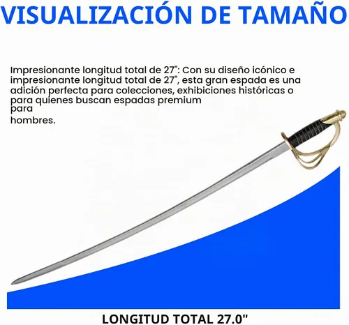 Vista 3 de SZCO Espada de sable de caballería de 27 pulgadas, espada medieval de hoja de acero al carbono, espada de esgrima con protector de latón y pomo