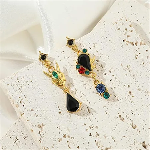 Vista 7 de Juego de anime Genshin Impact Zhongli Keqing Mona - Aretes de joyería de moda para mujeres y niñas Metal Plata tibetana