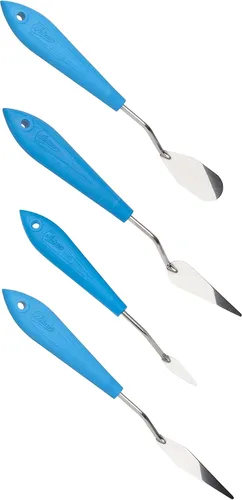 Vista 4 de Ateco Espátula desplazada, paleta con forma de diamante de 1.4 pulgadas, mango de plástico antideslizante, plata