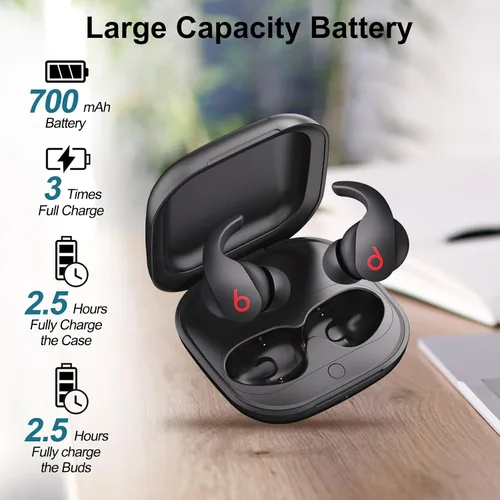 Vista 3 de Funda de carga inalámbrica para Beats Fit Pro, cargador de repuesto para Beats Fit Pro con emparejamiento Bluetooth, batería integrada de 700 mAh