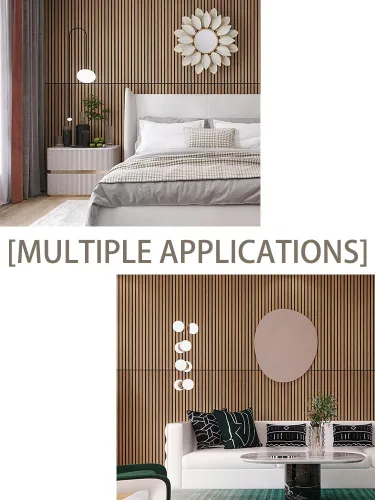 Vista 5 de Paneles de listones de chapa de madera acústica para decoración de paredes interiores y techos 3D sin costuras empalmadas absorbentes de sonido