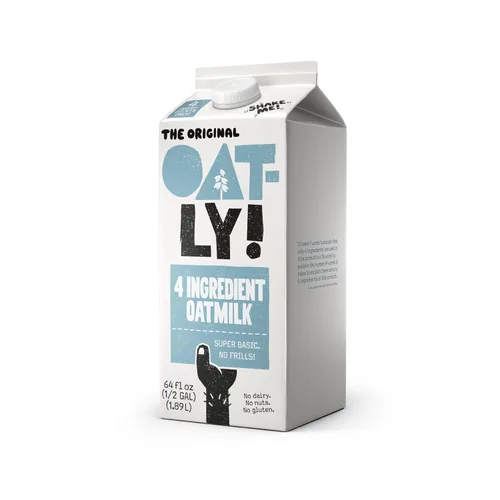 Vista 3 de Oatly Leche de avena 4 Ingrediente A base de plantas hecha de avena, alternativa a la leche, vegano, sin OMG, sin gluten, kosher