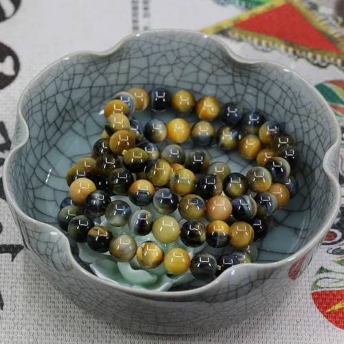 Vista 4 de Amandastone Pulsera elástica de cuentas redondas de 0.394 in con piedras preciosas naturales de 7 pulgadas