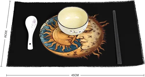 Vista 2 de Sun Moon Placemats Set of 6 Resistant Table Mats Washable Place Mats for Dinner Party Table Decoration
