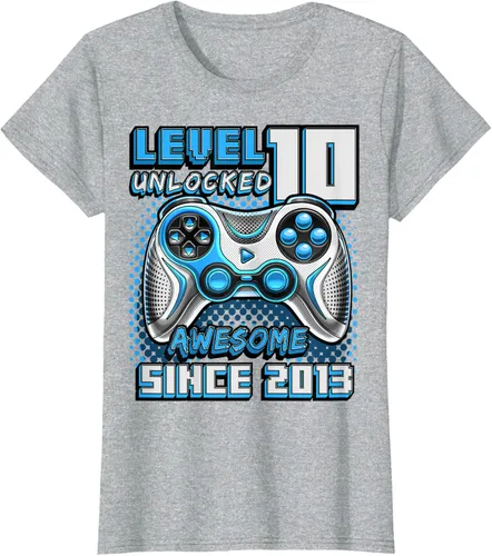 Vista 28 de Level 10 Unlocked Awesome 2013 Video Game 10th Birthday Boy T-Shirt, Negro