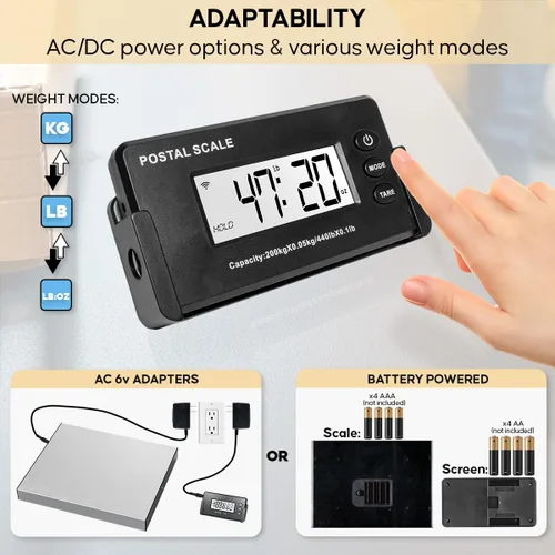 Vista 2 de Arkscan Báscula de envío digital resistente S28 con pantalla inalámbrica, báscula postal de acero inoxidable para paquetes de varios tamaños y pesos
