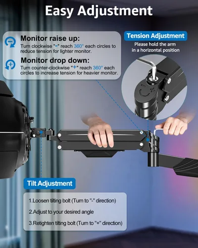 Vista 9 de Soporte de pared para monitor para máximo 43 pulgadas, soporte de monitor de pared individual premium con capacidad para hasta 33.1 libras, pantalla