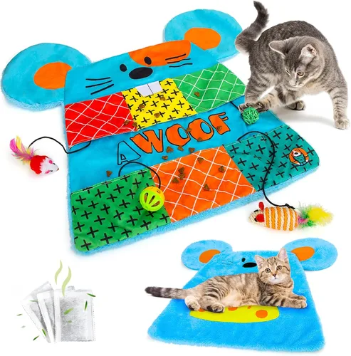 Vista 9 de AWOOF Linda alfombra suave de hierba gatera, juguetes interactivos para gatos