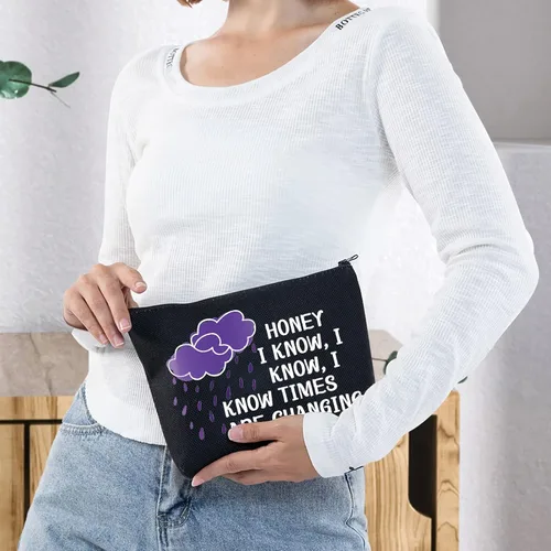 Vista 5 de WZMPA Bolsa de maquillaje cosmética para fanáticos de la música, regalo inspirado en la música, miel, sé que conozco, bolsa de maquillaje con Miel