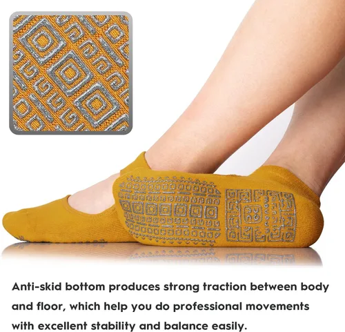 Vista 7 de unenow Calcetines antideslizantes de yoga para mujer con acolchado para pilates, barra, hogar