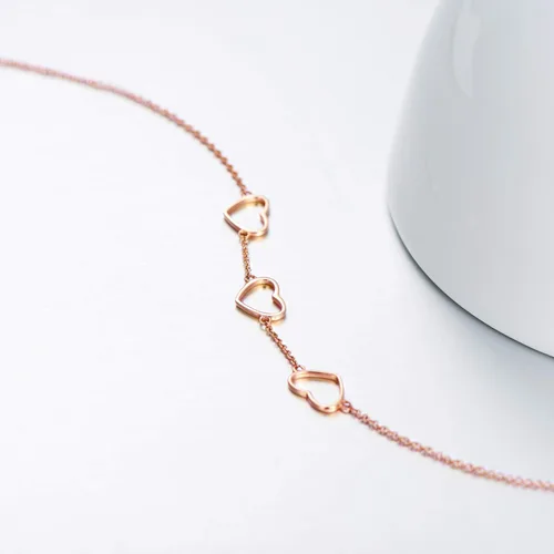Vista 3 de SISGEM Tobillera de corazón de oro de 14 quilates para mujer, pulsera de tobillo de amor de oro real, joyería de pie para ella, 8.4-10 pulgadas