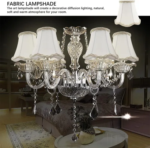 Vista 5 de FERCAISH Pantalla de estilo europeo moderno, pantalla de lino de tela de estilo real, lámpara para sala de estar, cocina y comedor candelabros y 024