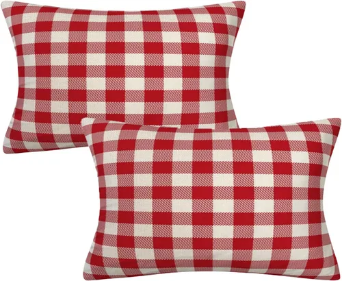 Vista 28 de Fundas de almohada decorativas rústicas de Aqua y blanco a cuadros estilo búfalo para sofá, funda de almohada para granja, decoración