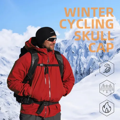Vista 2 de ROCKBROS Gorro de invierno para hombre, resistente al viento, cálido, forro polar, para senderismo, esquí, montar