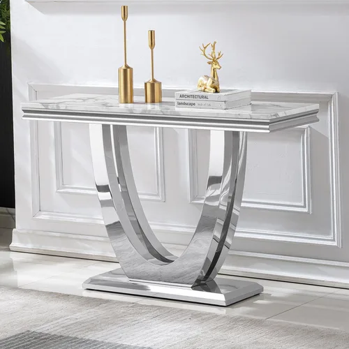 Vista 25 de Mesa de centro de mármol negro Henf de lujo, mesa auxiliar rectangular de mármol sintético de imitación con base de acero inoxidable dorado