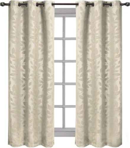 Vista 14 de Royal Hotel - Panel de cortina de blackout para ventana Paisley Jacquard, para colgar en arandelas, par de paneles/ juego de 2 paneles.