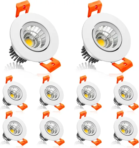 Vista 31 de Lámpara LED Downlight de 2 pulgadas, kit de luz de techo regulable de 3 W, luz blanca ultra cálida de 2700 K, luces LED blancas CRI80