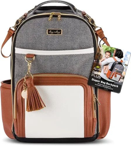Vista 24 de Itzy Ritzy Boss Plus Mochila grande para pañales con 19 bolsillos (Aspen)