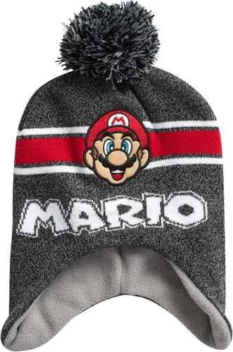 Vista 6 de Nintendo Super Mario Bros. Sombrero de invierno para niños, paquete de 2 gorros con pompones de Super Mario (4-7)