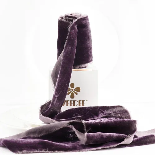 Vista 21 de MEEDEE Cinta de Terciopelo Beige de 3 Pulgadas Cintas con Flecos Beige Cintas de Terciopelo de Seda con Borde Crudo para Coronas, Ramo de Flores