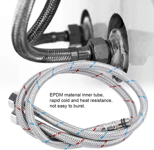 Vista 4 de Conector de grifo de compresión de acero inoxidable, manguera de suministro de agua flexible Se del grifo, Bdsxc66 para agua fría y caliente