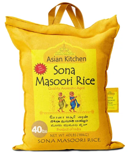 Vista 11 de Asian Kitchen Brown Sona Masoori - Arroz envejecido de 40 libras, 40 libras (40.0 lbs) de arroz de grano corto ~ Todo natural Apto para gluten