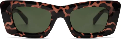 Vista 2 de HERJOUR Gafas de sol rectangulares de moda para mujeres y hombres, estilo retro de los años 90, montura gruesa, color nude, gafas de sol gruesas