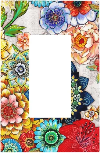 Vista 16 de Placa de Pared en Blanco de 1-Gang Sin Dispositivo Beige Lindo Vintage Boho de los 70s Hongo Fungus Planta Floral Botánica Libélula Interruptor
