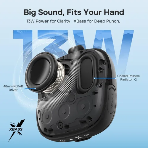 Vista 5 de Tribit StormBox Micro 3 Altavoz Bluetooth portátil, 13W, IP68 impermeable Negro