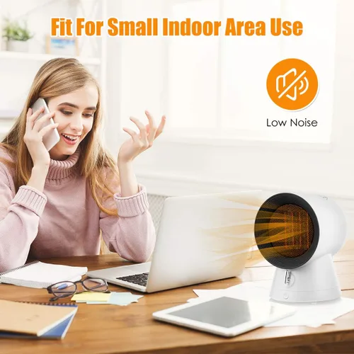 Vista 7 de COSTWAY Combinado Calentador y Ventilador 2 en 1, Calentador Eléctrico Portátil de Cerámica de 1500W con Calentamiento Rápido y Modo Ventilador