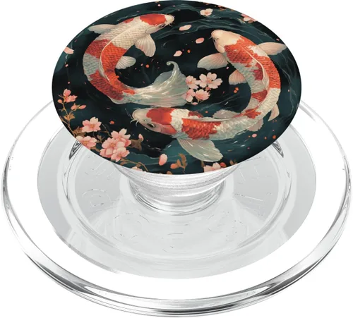 Vista 8 de Peces japoneses Koi Fish Japón Carpa Nishikigoi Fish PopSockets Adhesivo PopGrip