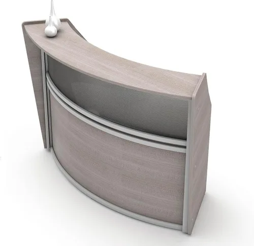 Vista 21 de Linea Italia Oficina curvada, transparente, fácil de montar, mostrador de recepción de 3 paneles para vestíbulo, salón, 142 x 71 pulgadas