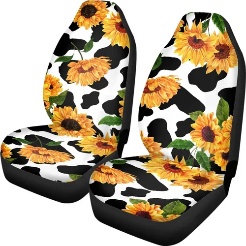 Vista 40 de Mumeson Fundas protectoras de asiento delantero de automóvil con estampado de calavera y girasol, fundas elásticas para asiento de automóvil, 2