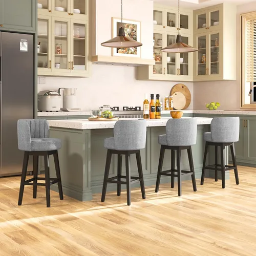 Vista 17 de COCO DESIGN - Juego de 2 taburetes de bar giratorios, 24" de altura del asiento, taburetes de bar de estilo moderno de mediados de siglo