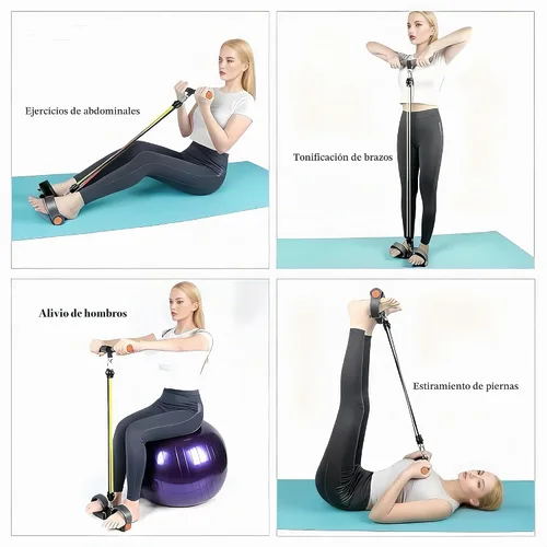 Vista 7 de Adjustable Foot Pedal Resistance Band, Durable Foot Pedal Resistance Trainer with Bag. Multifunctional Pedal Puller Resistance Rope with Handles.