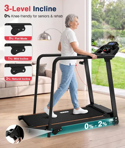 Vista 10 de Redliro Cinta de correr para personas mayores con pasamanos largos black