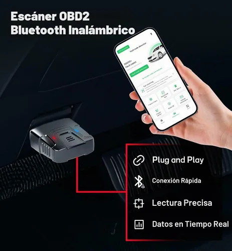 Vista 5 de QYQBOON Escáner OBD2 Bluetooth para automóviles - Herramientas de escaneo OBD2 inalámbricas y lector de códigos para iPhone/Android, herramienta