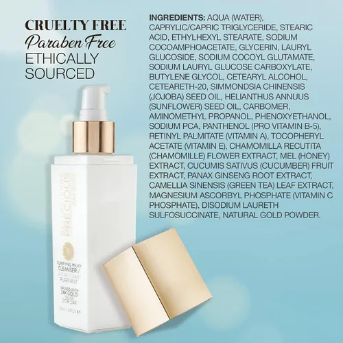 Vista 4 de bellapierre Precious Purifying Milky Cleanser Fórmula totalmente natural con polvo de oro de 24 quilates, vitaminas nutritivas, aceites