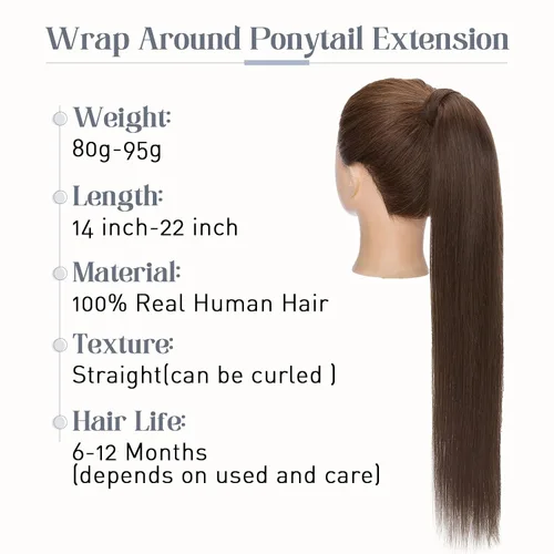 Vista 43 de Rich Choices Extensión de cola de caballo con clip de garra, cabello humano real, una pieza, extensiones de cabello largo Remy para mujer, #18P613