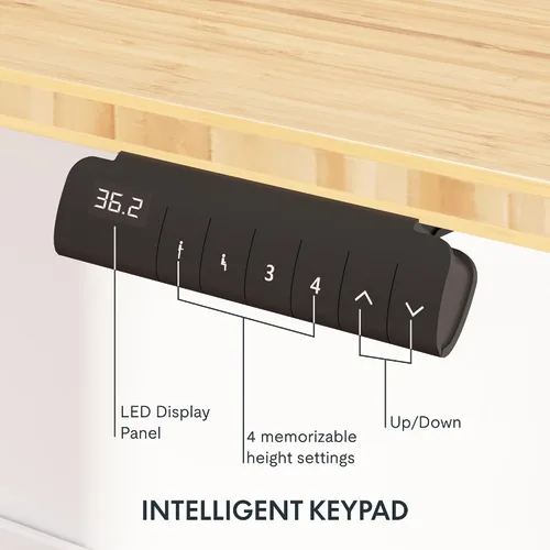 Vista 6 de FlexiSpot E6 Bamboo - Escritorio eléctrico de pie de 3 etapas con motor dual de 48 x 24 pulgadas, soporta 220 libras, altura ajustable con ajustes