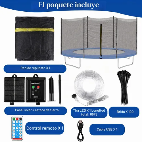Vista 2 de Aodaer - Red de seguridad para cama elástica de 14 pies con luces solares