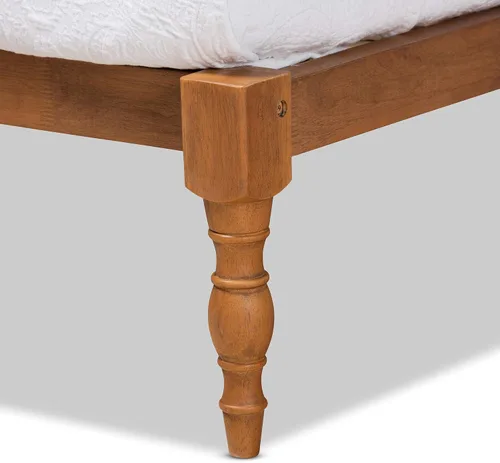 Vista 6 de Baxton Studio Iseline - Marco de cama moderno y contemporáneo de madera con acabado marrón nogal, tamaño individual